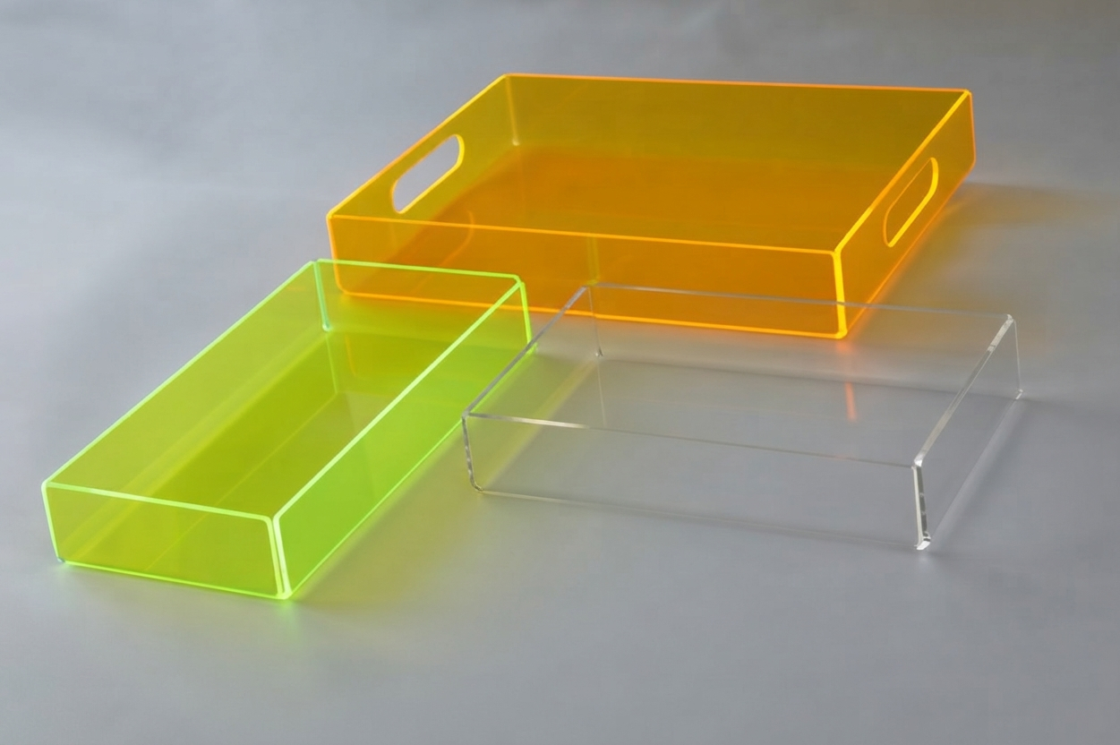 vassoi plexiglass fluorescente